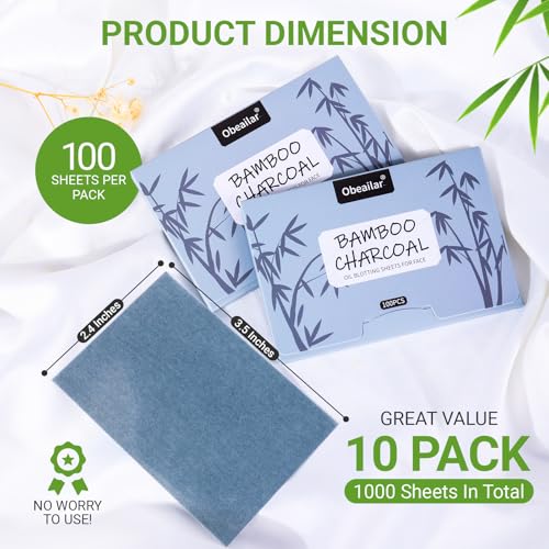 Bamboo Charcoal Oil Blotting Sheets - 1000 Sheets