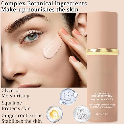 SPF 50 Liquid Foundation with Sunscreen - Lightweight Longwear