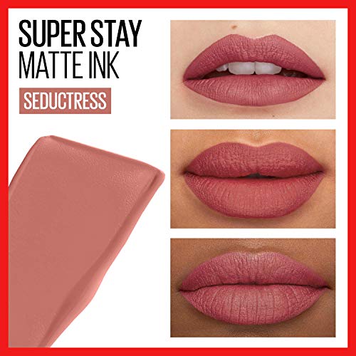 Maybelline Super Stay Matte Ink Liquid Lipstick Makeup, Long Lasting High Impact Color, Up to 16H Wear, Seductress, Light Rosey Nude, 1 Count