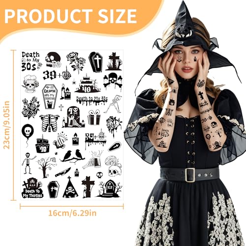 Death to My 30s Temporary Tattoos - 296 Pcs Party Favors