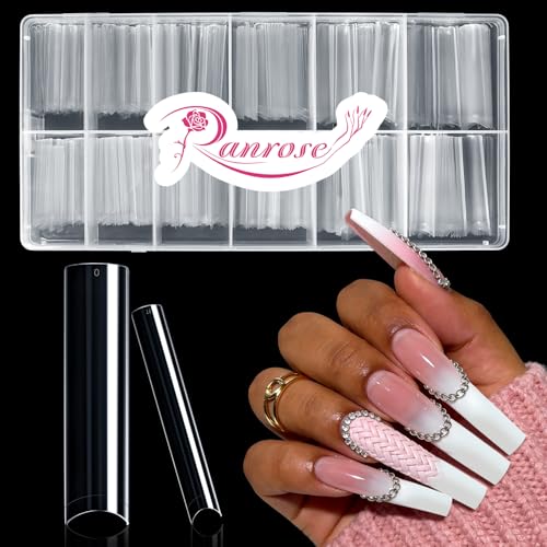 600PCS No C Curve Clear Acrylic Nail Tips - 12 Sizes XXXL
