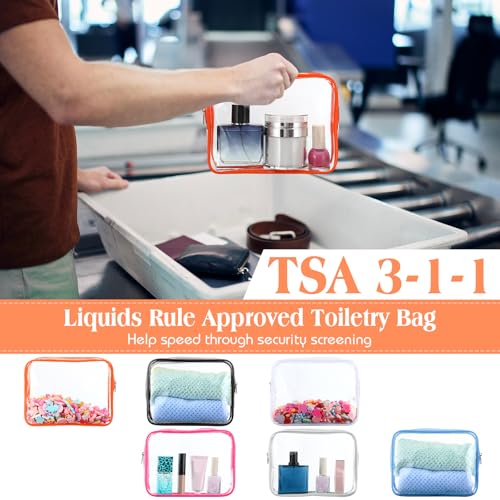 Cunno 60 Pcs Clear Makeup Bags Cosmetic Storage Bags PVC Zipper Pouches Travel Waterproof Toiletry Plastic Case Bulk for Women Organizing Summer Vacation Travel Bathroom(Vivid Color)
