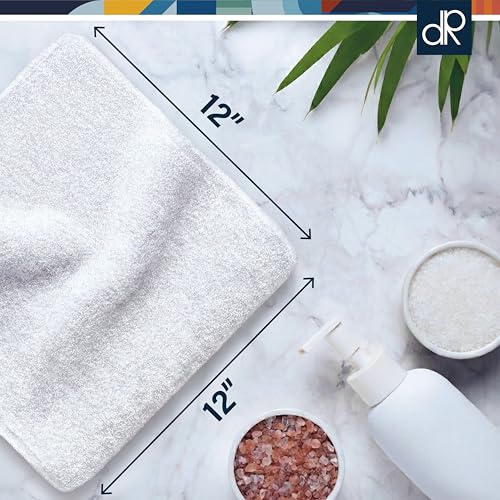 Cotton Washcloths 12x12 in White 10 Pack, 350 GSM
