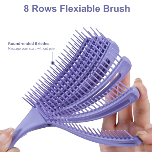 SHINLEA Purple Detangling Brush for Curly & Wet Dry Hair - Shell-Shaped Design