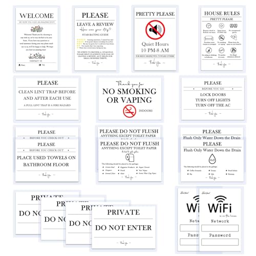 19-Pack Airbnb Host Essentials Sign Bundle - Waterproof & Writable