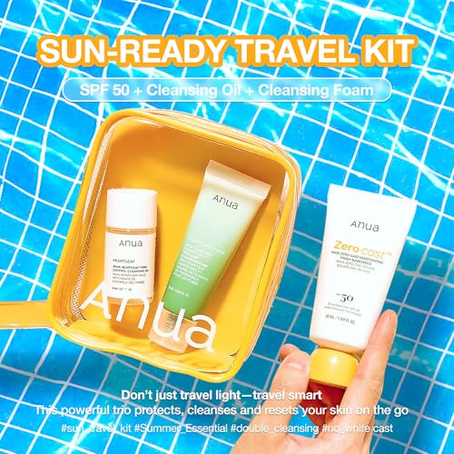 Anua Sun-Ready Travel Kit - SPF 50 Sunscreen & Double Cleanse