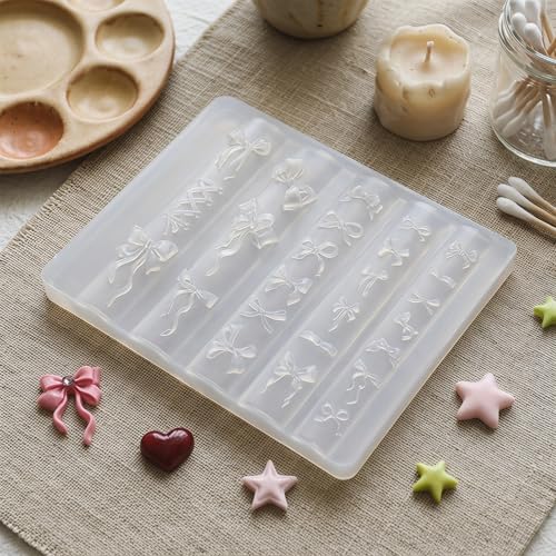 Silicone Nail Art Molds Set - 2pcs Bowknot, Star & Heart Designs