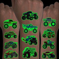 Luminous Monster Truck Temporary Tattoos for Kids - 12 Sheets Glow in the Dark Monster Truck Tattoos for Kids Monster Truck Birthday Decorations