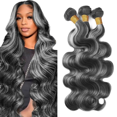 P1B Grey Body Wave Hair Bundles 12-34 inch