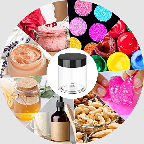 8oz Clear Plastic Jars with Black Lids (36-Pack)