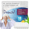 Drench No Water Hair Washing Cap 1 Ounce Pack of 18 Waterless Shampoo & Conditioner