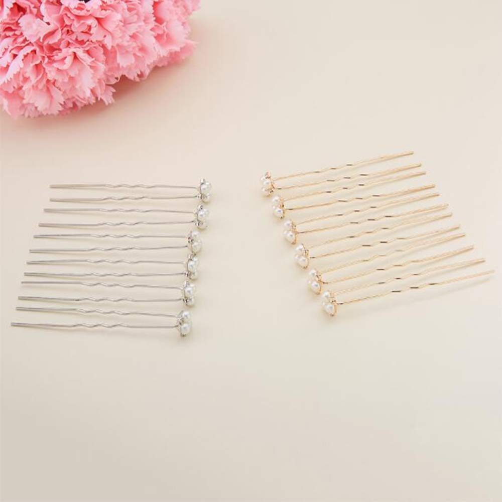 Anglacesmade Bridal Hair Pins Crystal Hair Pin Pearl Bobby Pins Wedding Headpiece Bridesmaid Flower Girl Hair Accessories for Women and Girls(Silver)