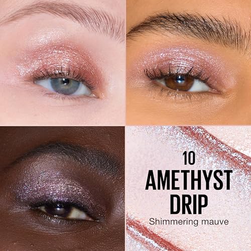 MAYBELLINE Shadow Drip Eye Tint Liquid Eyeshadow, High-Impact, Lightweight Shimmer Eye Shadow with Up To 16HR Wear, Amethyst Drip, 1 Count