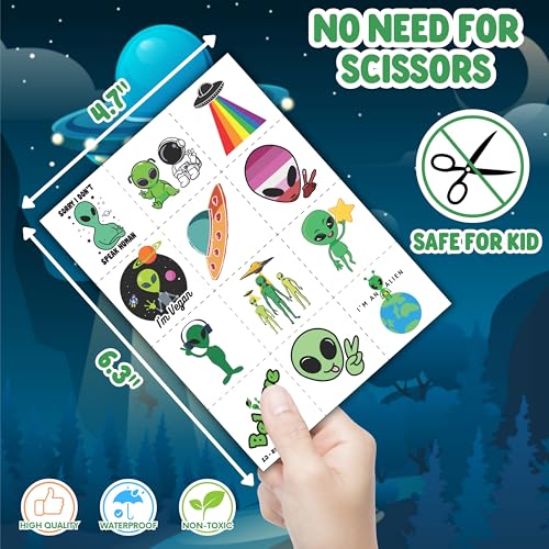 Alien Party Favors Set 72 PCS - 48 Tattoos & 24 Slap Bracelets