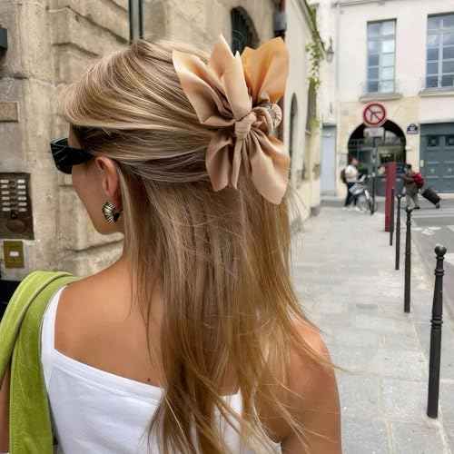 Bow Claw Clips Bow Hair Clips Black White Brown 4PCS Big Hair Bows for Women Butterfly Styling Large Hair Clips for Thick Hair for Girls Hair Accessories for Teen