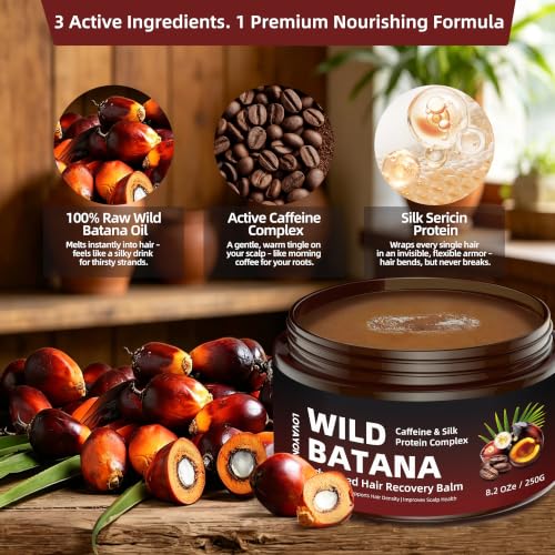 LOVAYON Batana Hair Mask with Silk Protein & Coffee Extract - 8.2 oz