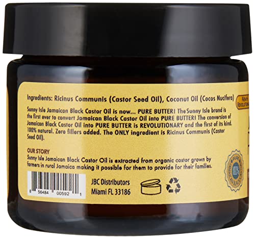 Sunny Isle Jamaican Black Castor Oil Pure Butter Coconut, Brown, 2 Fluid Ounce