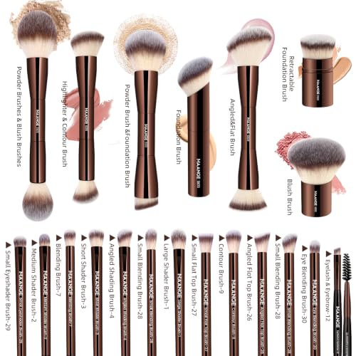 MAANGE 20-Piece Makeup Brush Set with Gift Box - Coffee Brown