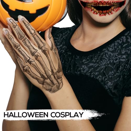 Skeleton Hand Temporary Tattoos - 4 Sheets Halloween Costume