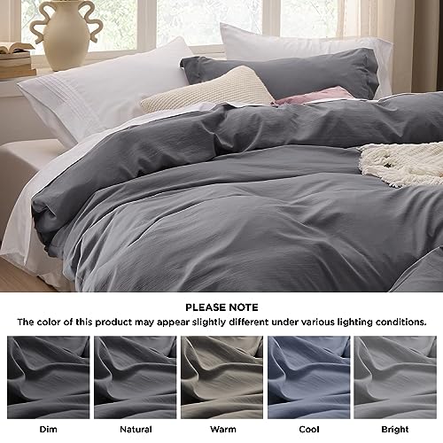 Bedsure Dark Grey Twin Duvet Cover Set - Soft Prewashed Duvet Cover Twin Size, 2 Pieces, 1 Duvet Cover 68x90 Inches with Zipper Closure and 1 Pillow Sham, Comforter Not Included