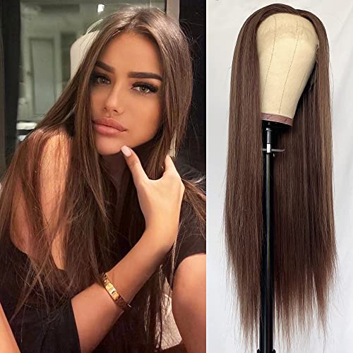 Brown Color Lace Front Wigs Long Straight Hair Synthetic Lace Front Wigs for Fashion Women Heat Resistant Hair