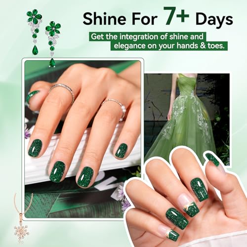 Glitter Green Nail Polish - Quick Dry, Vegan Formula