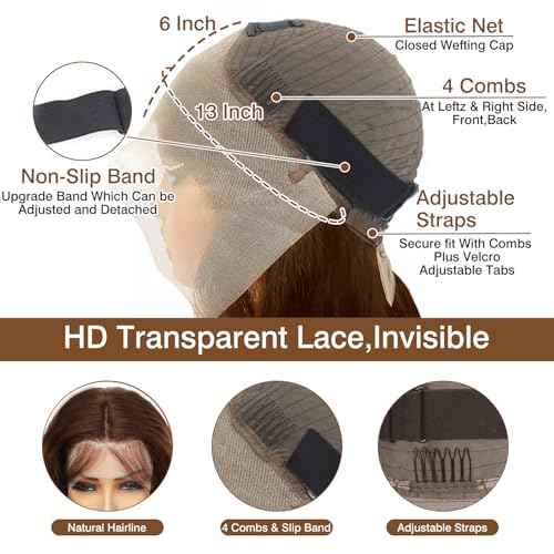 Cypha Chocolate Brown Lace Front Wigs Human Hair Pre Plucked 13x6 Straight Lace Front Wigs Human Hair 180% Density Colored #4 Light Brown Glueless Wig HD Lace Frontal Wigs for Women 20inch