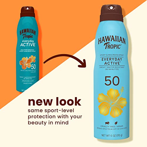 Hawaiian Tropic Everyday Active Spray SPF 50 6oz Twin Pack and Everyday Active Lotion SPF 30 8oz Twin Pack Sunscreen