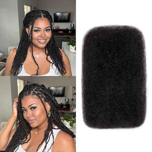 Afro Kinkys Bulk Human Hair -100% Real Human Hair for Mini Twist, Braiding, Loc Extensions & Crochet, Kinky Curly Hair Bundles, Natural Afro Bulk for Dreadlocks(1B, 22 Inch(Pack of 1))