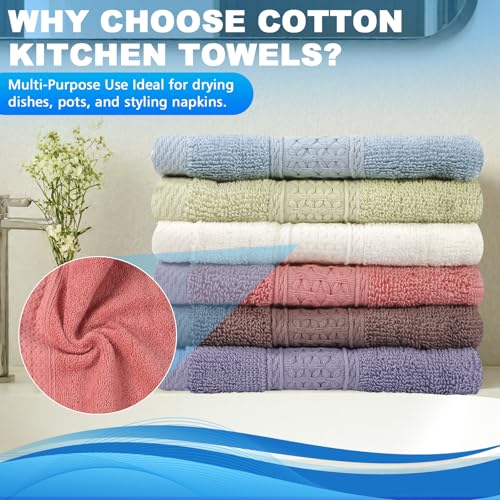 INFICRIME 100% Cotton Washcloths Set - 6-Pack 13x13 Soft Absorbent Towels