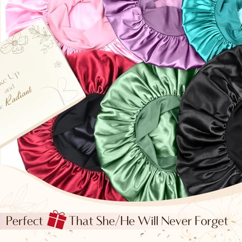YANIBEST Satin Sleep Cap for Men & Women, Moisture Retention, Wine Red