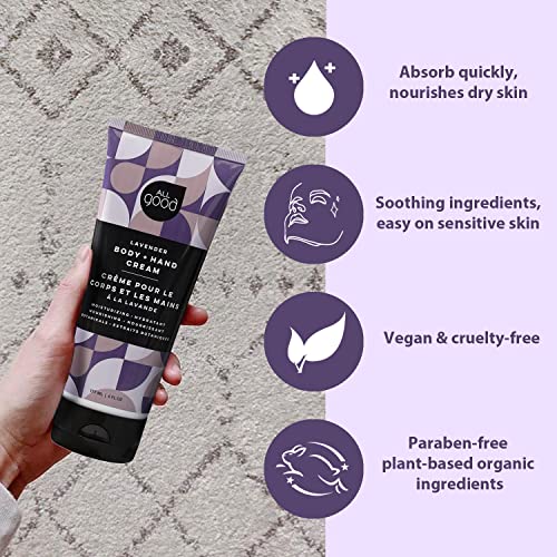 All Good Hand & Body Lotion - Moisturizing Organic Lotion, Essential Oils, Calendula, Cocoa Butter, Coconut & Rose Hip Oil, Non GMO, Vegan (Lavender)(3-Pack)