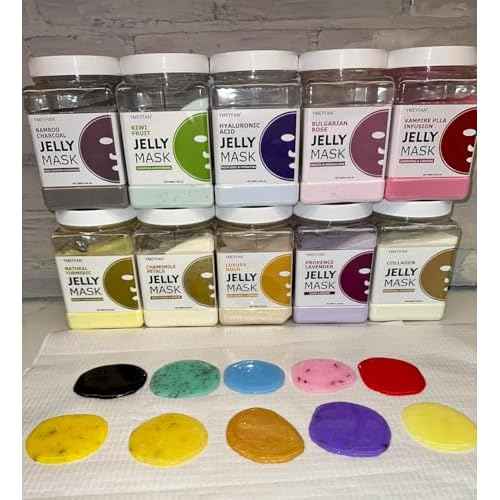 YMEYFAN Jelly Mask for Facials, Jelly Mask Powder Bulk Wholesale for Esthetician Supplies Professional Beauty Salon Spa Facial Mask Vajacial, Face Masks Skincare Big Set (10 Jar, 500g/17.6oz)