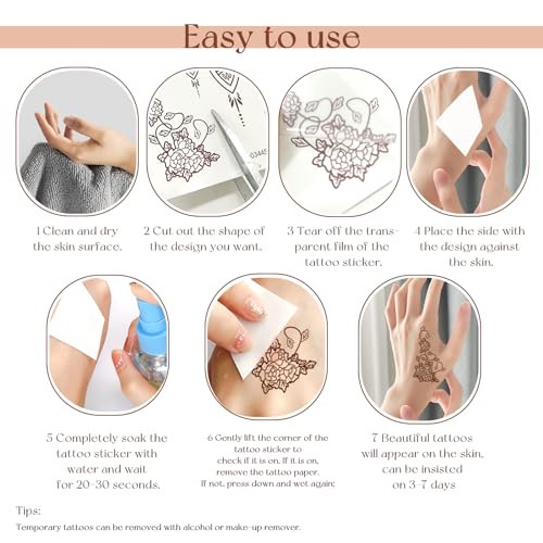 Snail Garden 16 Sheets Temporary Tattoos - Brown Mandala Lace