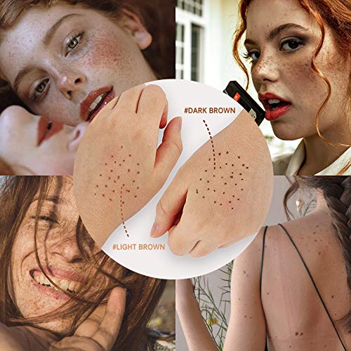 2 Pcs Freckle Pen Set, Natural Lifelike Fake Freckles Makeup Pen Magic Brown Color Freckles Makeup Tool Long-Lasting Waterproof Dot Spot Pen for Effortless Sunkissed Makeup (Light Brown)