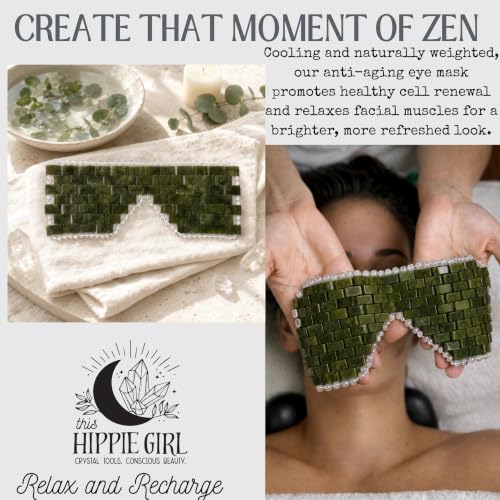 Boho Aromatic Jade Eye Mask for Puffy Eyes & Relaxation - Natural Cooling Stone Spa Mask