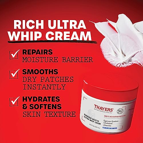 THAYERS Barrier Bestie Ultra Whip Face Cream, Moisturizer with Sugarcane Squalane and Ceramides, Skin Care for Dry to Very Dry Skin, 2.0 Oz