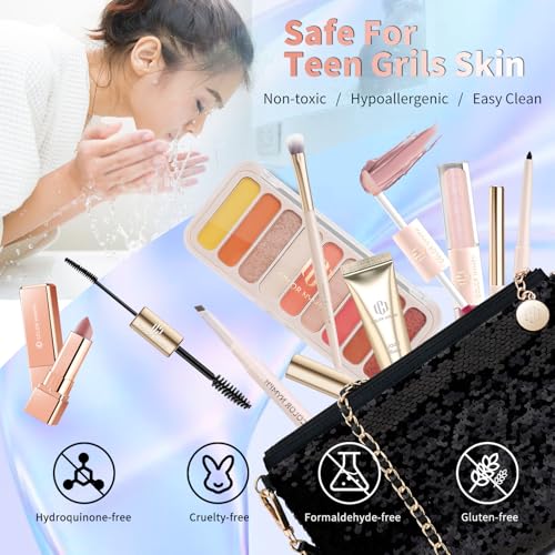 Color Nymph Makeup Kit - Makeup Bag Variation B with 9-Color Eyeshadow Palette & Full Set