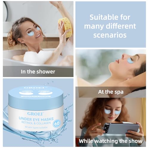 60Pcs Retinol Collagen Under Eye Patches for Dark Circles