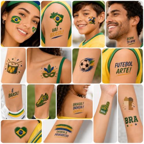 World Cup Temporary Tattoos - 22 Soccer Fan Designs, Waterproof