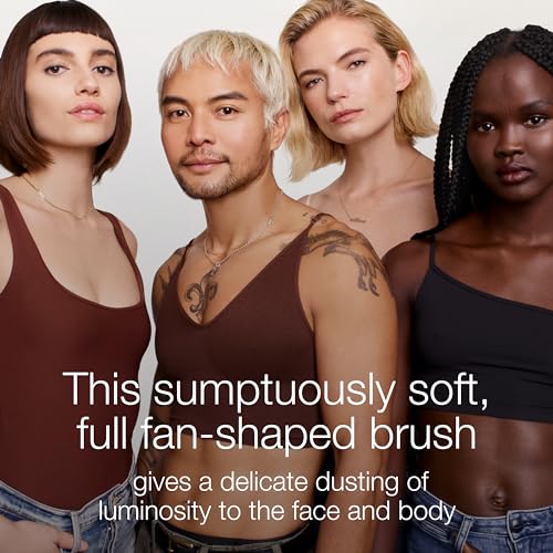 RMS Beauty Skin2Skin Fan Brush - Classic Synthetic Face Brush for Highlighter