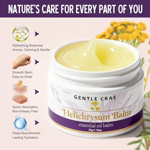 Extracts Helichrysum Balm ? Moisturizing Helichrysum Essential Oil Balm, Beeswax & Almond Oil, Multipurpose Salve for Dry & Irritated Skin, Stretch Marks, Scars, Hydrating Relief, 1.76oz
