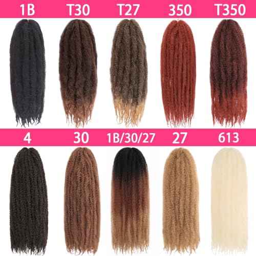 30 Inch Marley Twist Braiding Hair Ombre Brown Marley Hair Crochet Braids 8 Packs Pre-Separated Springy Afro Kinky Twist Hair for Black Women Long Braiding Hair for Crochet Locs Braids T30#