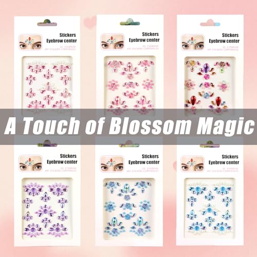 Multicolor Face Gems Rhinestone Stickers - 60 Pc Festival Party Makeup