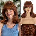 LEOSA Short Bob Wig 4x4 Scalp Auburn Shoulder Length 14in