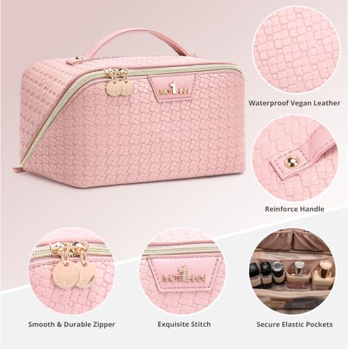 Vegan Leather Makeup Bag Set 3-Piece Travel Organizer