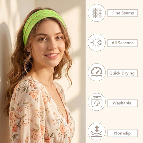 6-Piece Polka Dot Headbands for Women, Elastic Hair Bands