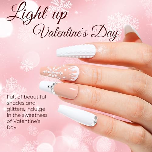 Nicedeco Gel Nail Polish Valentine's Day 6 Colors Red Burgundy Red Sparkle Nail Polish Gel Manicure DIY Salon Nail Art Gifts for Women