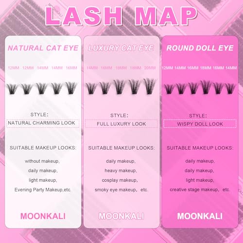 80D Wispy Lash Clusters D Curly 12-20MM Mix Length Eyelash Extensions