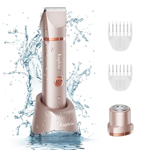 Bikini Trimmer for Women Pubic Hair: IPX7 Waterproof Electric Razors - Rechargeable Electric Body Shaver for Legs, Underarms, Bikini Line- Christmas Gifts for Women (Rose Gold)